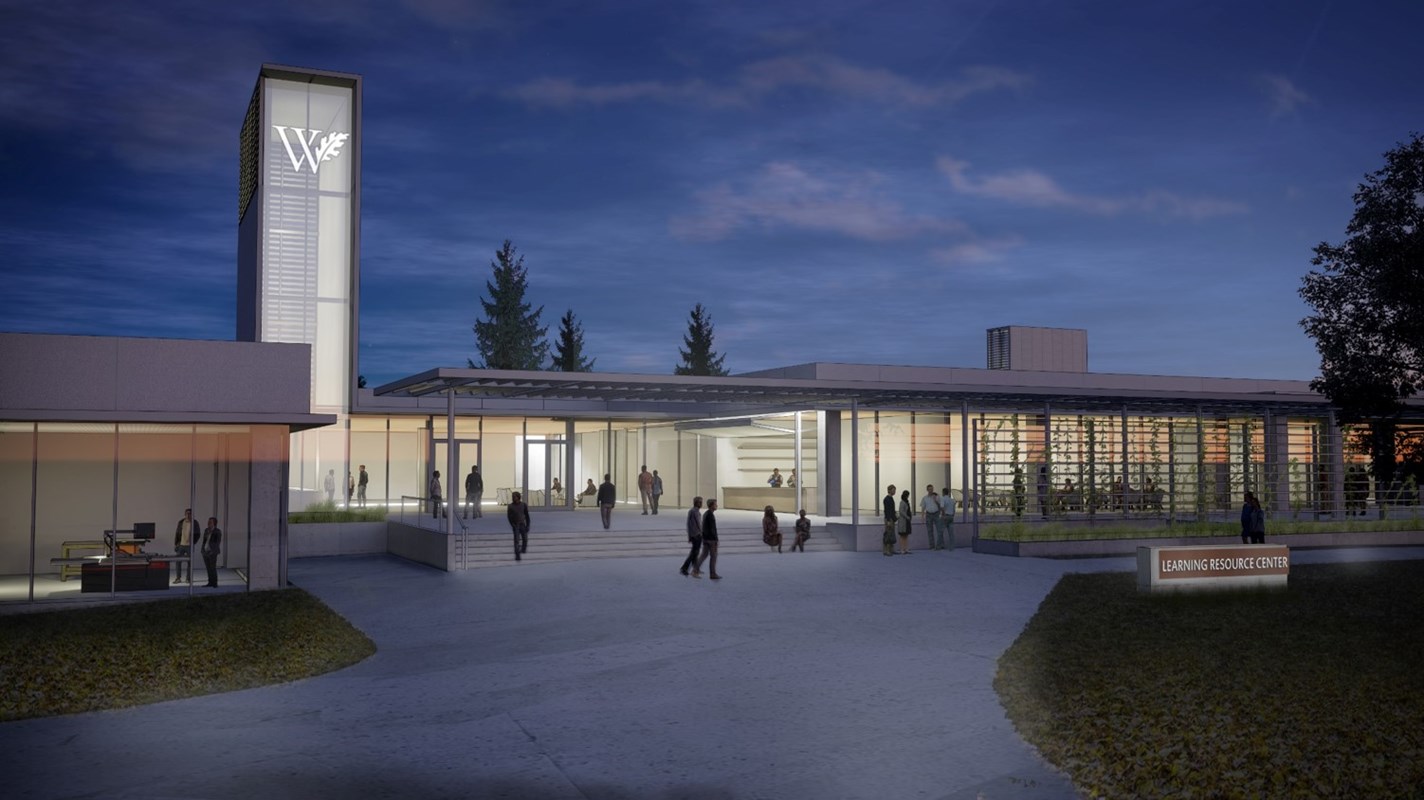 West Valley College Learning Resource Center at dusk